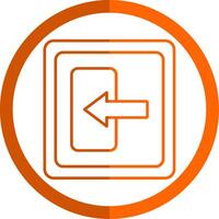 Log In Line Orange Circle Icon vector