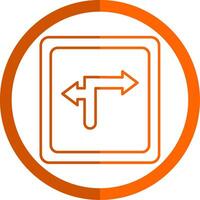 Turn Direction Line Orange Circle Icon vector