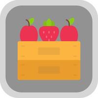 Fruta caja plano redondo esquina icono vector