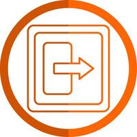 Log Out Line Orange Circle Icon vector