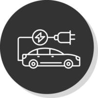 Electric Car Line Grey Circle Icon vector