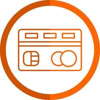 crédito tarjeta línea naranja circulo icono vector