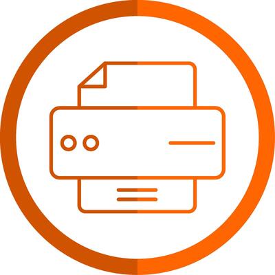 Printer Line Orange Circle Icon