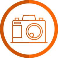 Photo Camera Line Orange Circle Icon vector