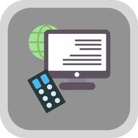 Remote Access Flat Round Corner Icon vector