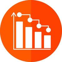 Bar Chart Glyph Red Circle Icon vector