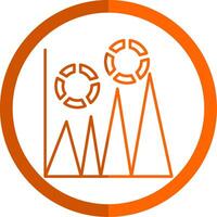 Graph Line Orange Circle Icon vector