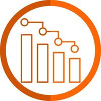 Bar Chart Line Orange Circle Icon vector