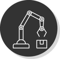 Robotic Arm Line Grey Circle Icon vector