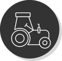 tractor línea gris circulo icono vector