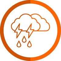 tormenta línea naranja circulo icono vector