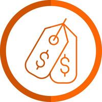 dólar firmar línea naranja circulo icono vector