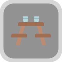 Picnic Table Flat Round Corner Icon vector