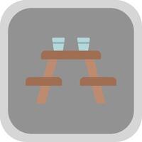 Picnic Table Flat Round Corner Icon vector