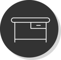 Desk Line Grey Circle Icon vector