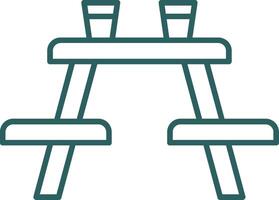 Picnic Table Line Gradient Round Corner Icon vector