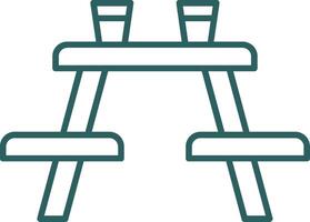 Picnic Table Line Gradient Round Corner Icon vector