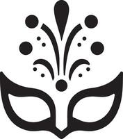 Minimal Carnival mask icon silhouette, white background, fill with black vector