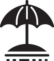 Minimal Outdoor parasol icon silhouette, white background vector