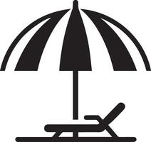 Minimal Outdoor parasol icon silhouette, white background vector