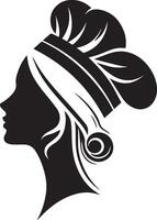 minimal beautiful female chef face silhouette, silhouette, black color, white background 6 vector