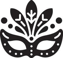 Minimal Carnival mask icon silhouette, white background, fill with black vector