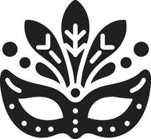 Minimal Carnival mask icon silhouette, white background, fill with black vector