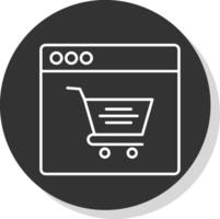 Online Shopping Line Grey Circle Icon vector