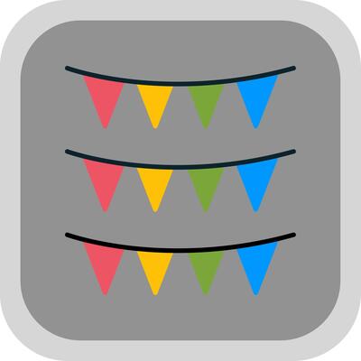 Bunting Flat Round Corner Icon