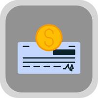 Pay Check Flat Round Corner Icon vector