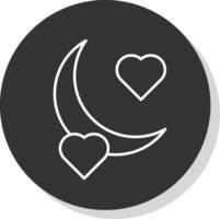 Honey Moon Line Grey Circle Icon vector