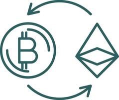 ethereum línea degradado redondo esquina icono vector