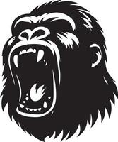 angry Gorilla howling face logo silhouette , black color silhouette 17 vector