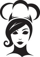 minimal beautiful female chef face silhouette, silhouette, black color, white background 4 vector