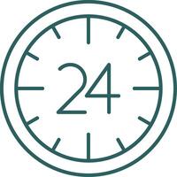 24 Hours Line Gradient Round Corner Icon vector