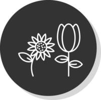 Botanical Line Grey Circle Icon vector