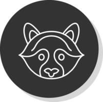 Raccoon Line Grey Circle Icon vector