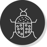 escarabajo línea gris circulo icono vector