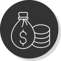 Money Bag Line Grey Circle Icon vector