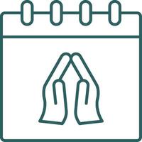 Praying Line Gradient Round Corner Icon vector