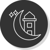 Ramadan Line Grey Circle Icon vector