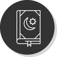 Quran Line Grey Circle Icon vector