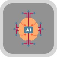 Artificial Intelligence Flat Round Corner Icon vector