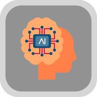 Artificial Intelligence Flat Round Corner Icon vector