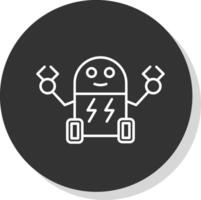 Cyborg Line Grey Circle Icon vector