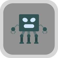 Robot Flat Round Corner Icon vector