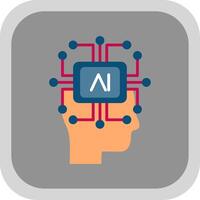 Artificial Intelligence Flat Round Corner Icon vector