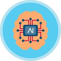 Artificial Intelligence Flat Multi Circle Icon vector