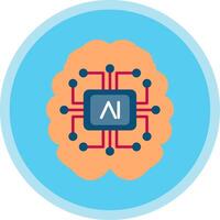 Artificial Intelligence Flat Multi Circle Icon vector