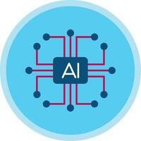 Artificial Intelligence Flat Multi Circle Icon vector